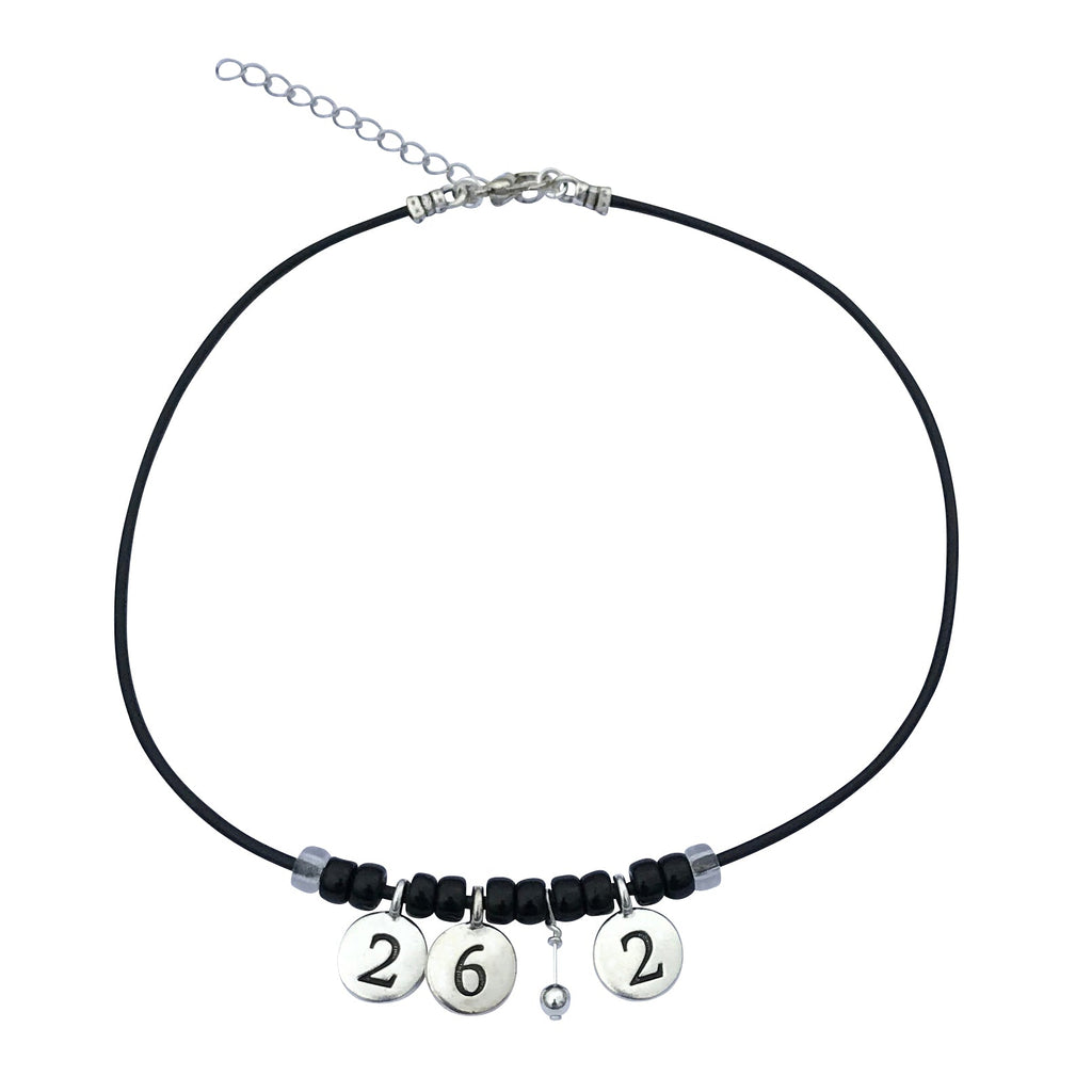 Dragonweave Marathon Necklace Silver Plated 26.2 Black Leather Handmade Marathon Necklace