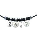 Dragonweave Marathon Necklace Silver Plated 26.2 Black Leather Handmade Marathon Necklace