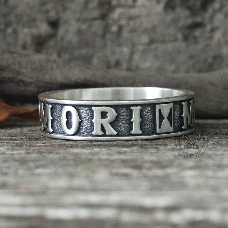 Memento Mori Letters Skull Sterling Silver Ring
