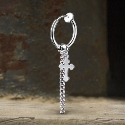 Minimalist Cross Chain Stainless Steel Hoop Earrings