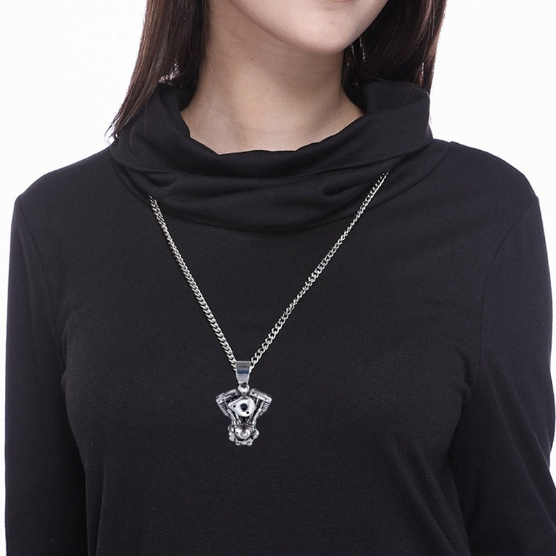 Motorcycle Engine Pendant / Biker Chain Necklace for and / Stainless Steel Jewelry