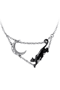 Mystical Moon and Cat Necklace With Austrian Crystals