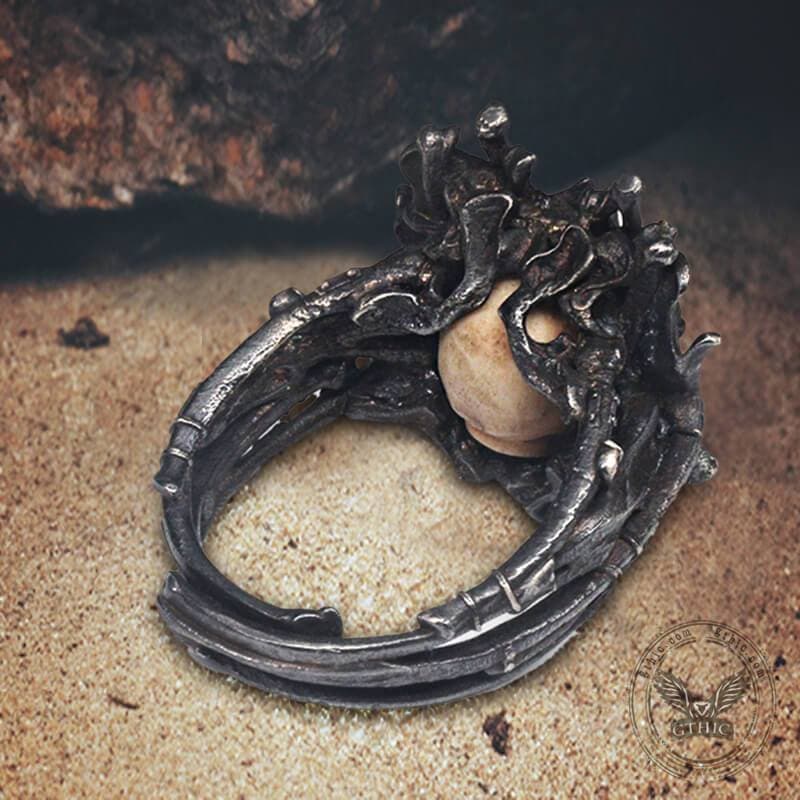 Night���s Watch Sterling Silver Skull Ring