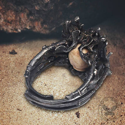 Night���s Watch Sterling Silver Skull Ring
