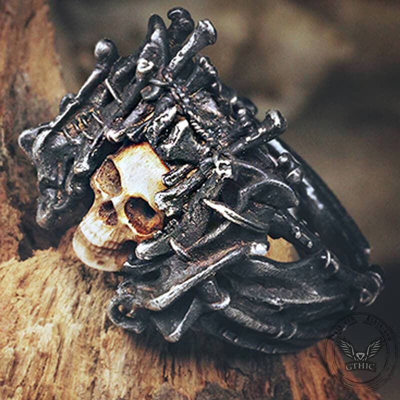 Night���s Watch Sterling Silver Skull Ring