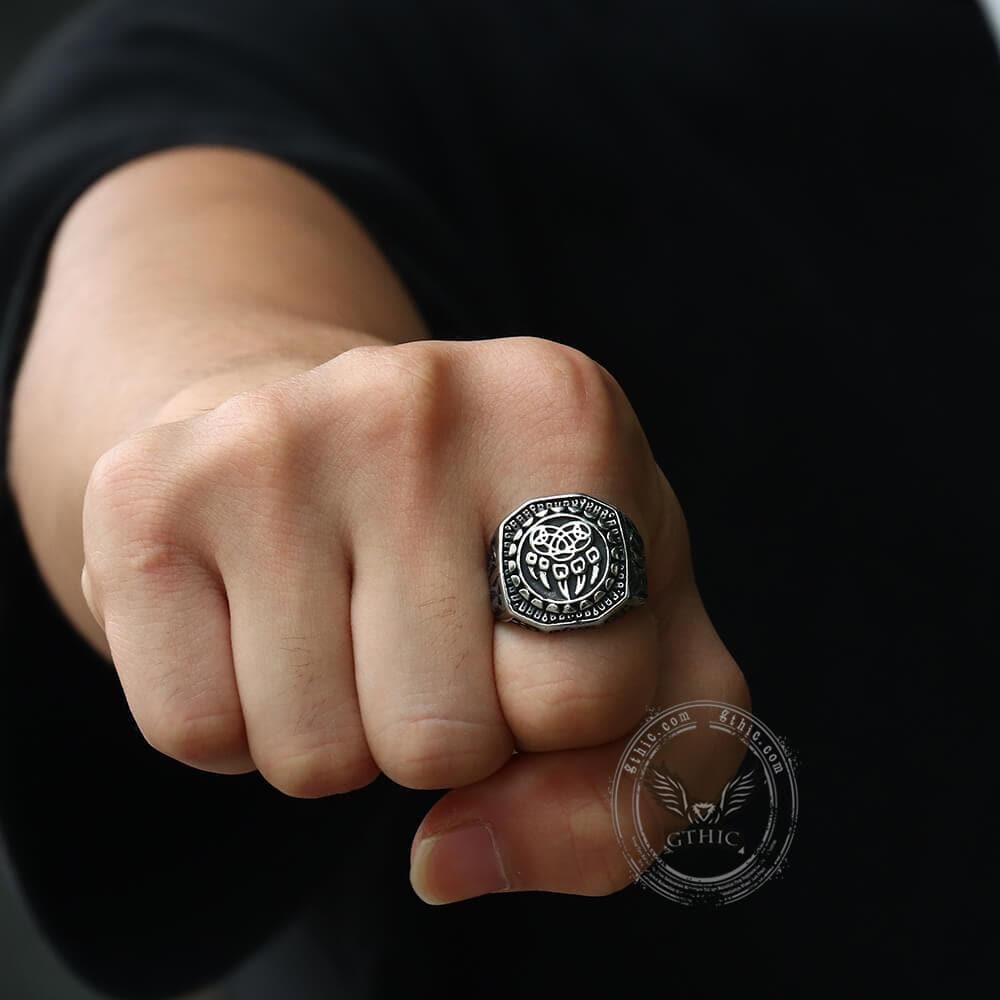 Nordic Bear Paw Stainless Steel Viking Ring