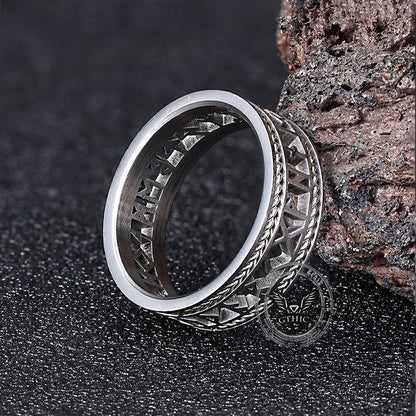 Nordic Openwork Viking Runes Stainless Steel Ring