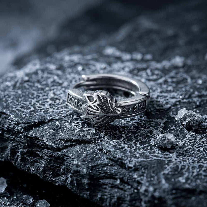 Nordic Valknut Wolf Head Stainless Steel Earrings