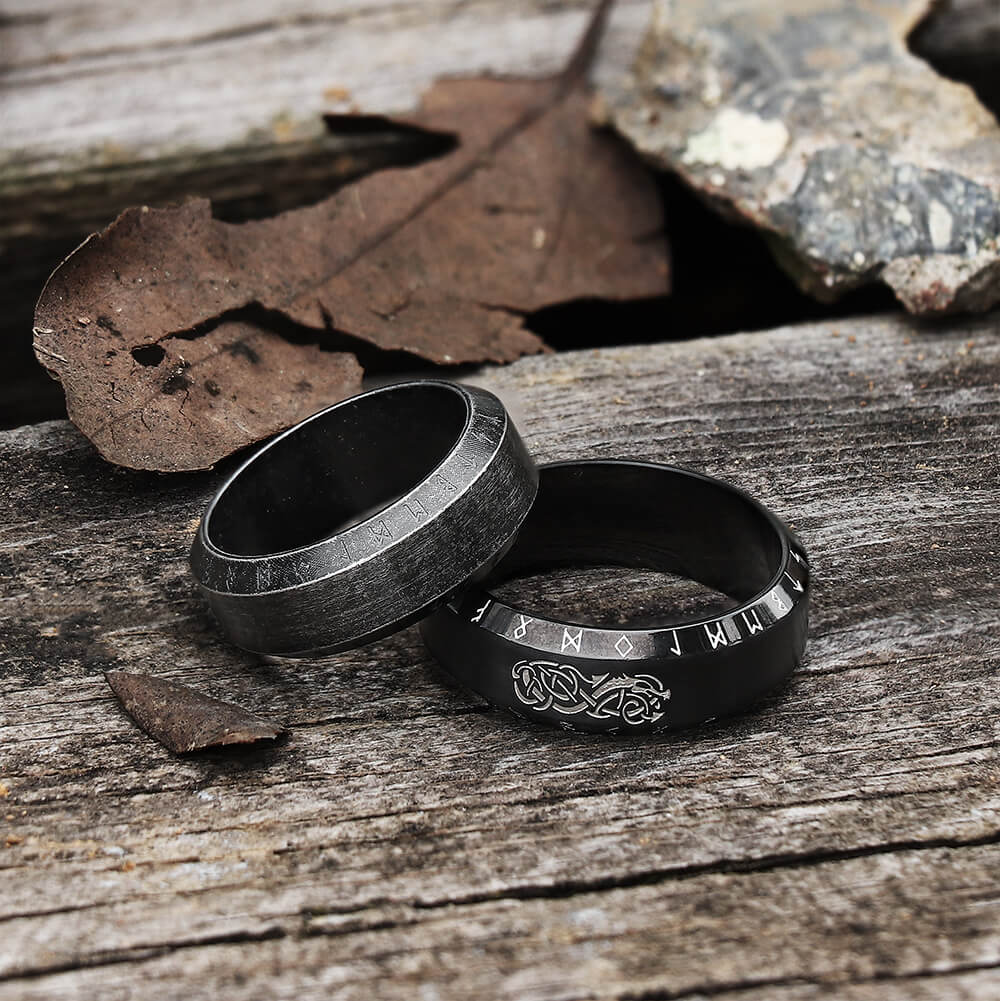 Norse Dragon Runes Stainless Steel Viking Ring