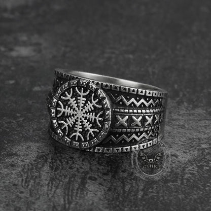 Norse Helm of Awe "aegishjalmr" Sterling Silver Viking Ring