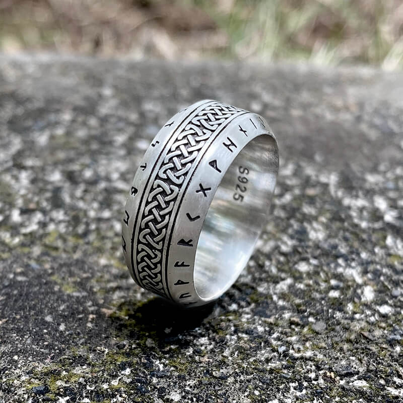 Norse Runes Celtic Knot Sterling Silver Viking Ring