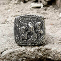 Odin Huginn and Muninn Stainless Steel Viking Ring