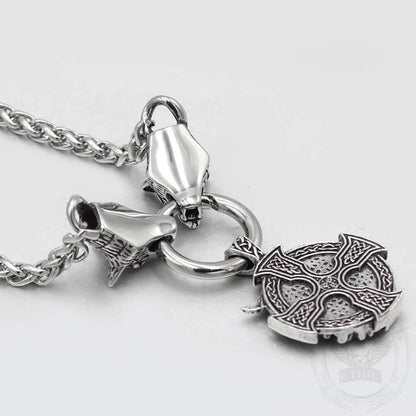 Odin Wolf Raven Stainless Steel Viking Necklace