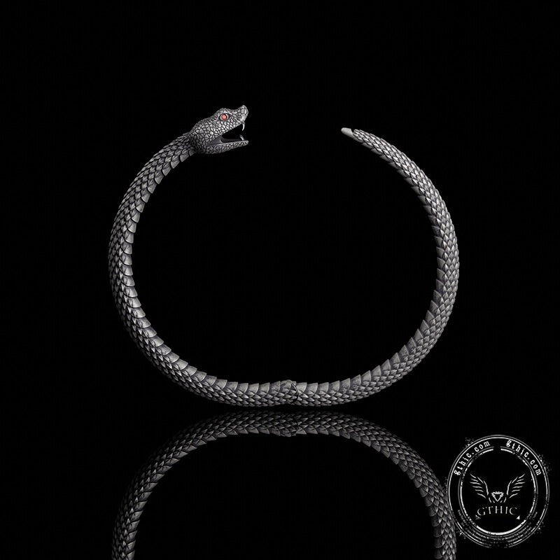 Ouroboros Symbol Sterling Silver Snake Bracelet