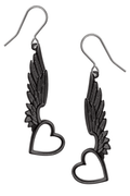 Passio Wings of Love Heart Drop Earrings With Gothic Design