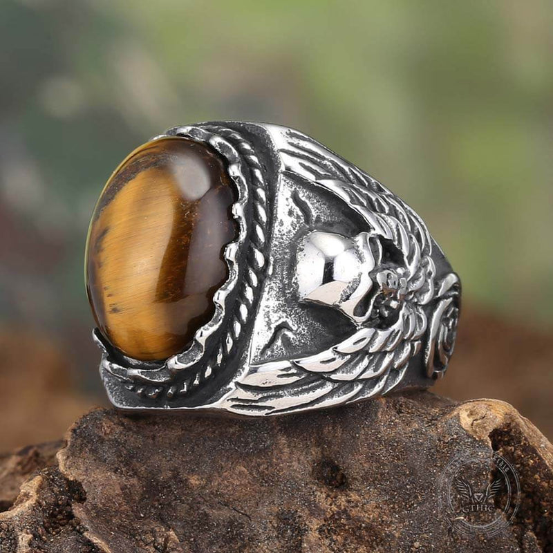 Personalized Turquoise Stainless Steel Skull Ring