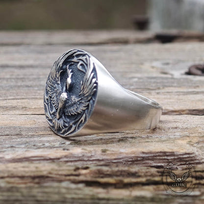 Phoenix Flame Pattern Sterling Silver Ring