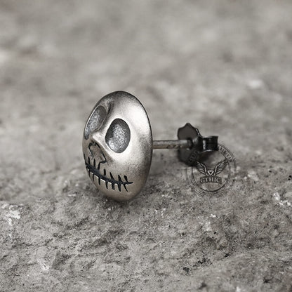 Pumpkin Prince Sterling Silver Skull Stud Earrings