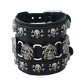 Punk Skull Genuine Leather Wide Bracelet / Gothic Cool Bracelets / Rock Accessories