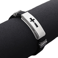 Punk Style Cross Titanium Steel Silicone Bracelets / Motorcycle Bracelets