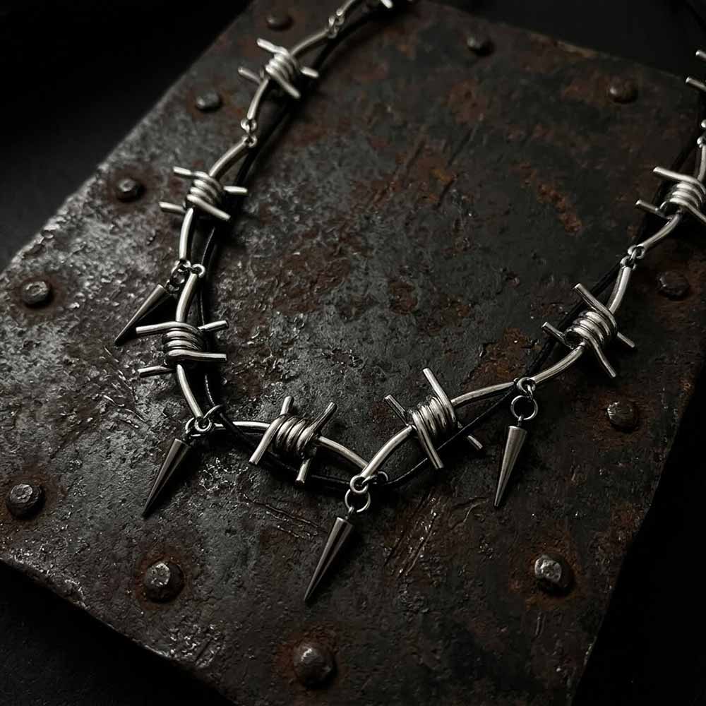 Punk Barbed Wire Spiked Zinc Alloy Clavicle Necklace