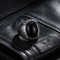 Punk Black Gemstone Stainless Steel Biker Ring