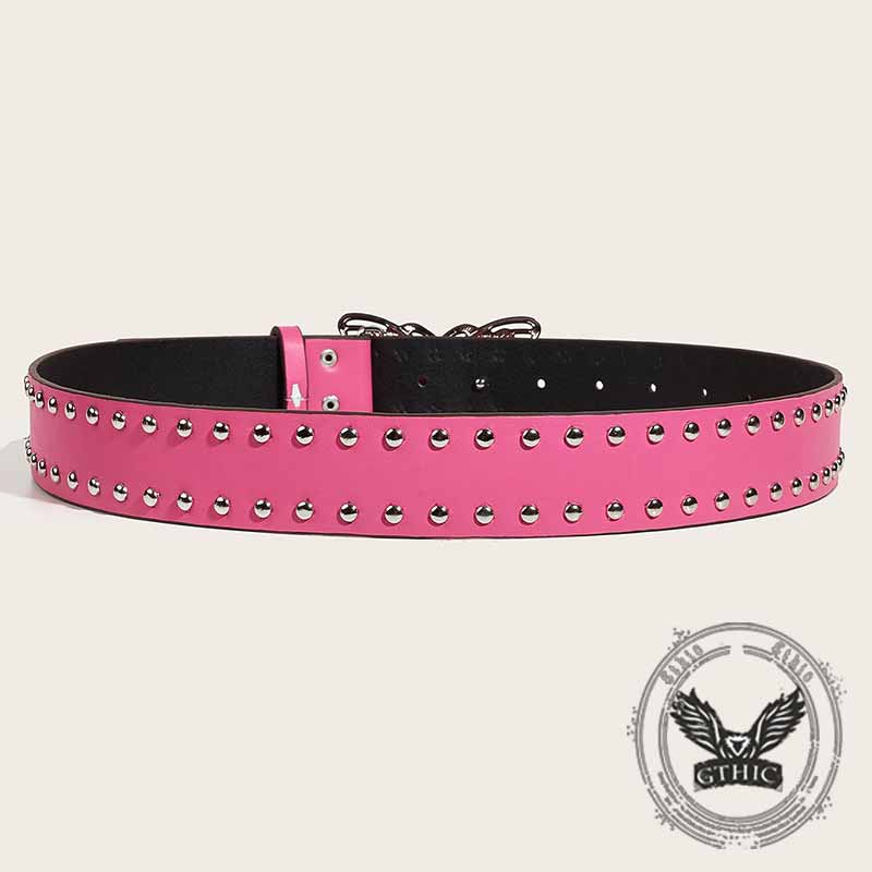 Punk Butterfly Buckle Rivet Pu Leather Belt