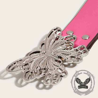 Punk Butterfly Buckle Rivet Pu Leather Belt