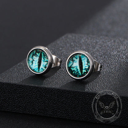 Punk Colored Gem Eye of Sauron Stainless Steel Earrings