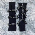 Punk Dark Style Pu Strappy Half-finger Sleeve Gloves