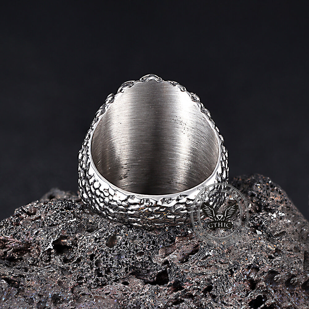 Punk Dense Skull Tiger Eye Stone Stainless Steel Ring