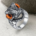 Punk Dinosaur Head Gem Eyes Stainless Steel Ring