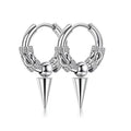 Punk Dragon Pattern Spike Stainless Steel Hoop Earrings