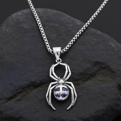 Punk Gemstone Spider Stainless Steel Animal Pendant