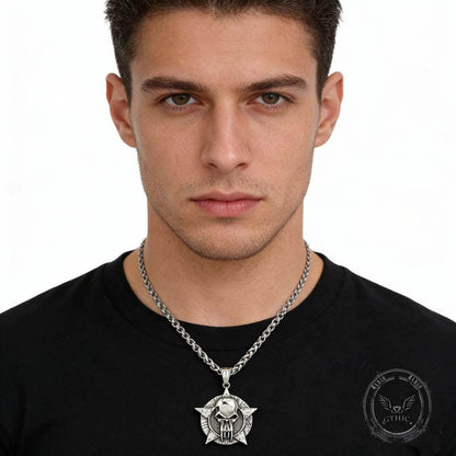 Punk Pentagram Skull Stainless Steel Pendant