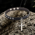 Punk Rivet Cross Pu Leather Choker Necklace