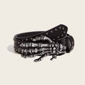 Punk Skull Hand Buckle Rivet Pu Leather Belt