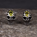 Punk Skull Head Stainless Steel Gemstone Earrings