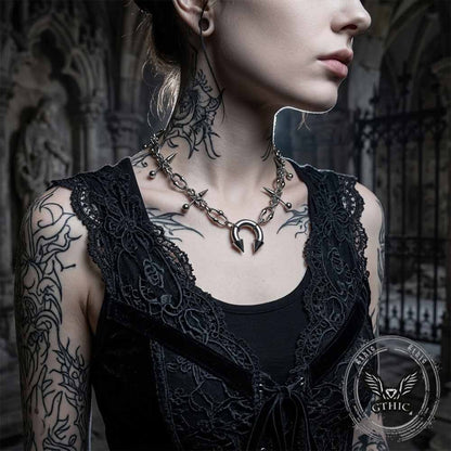 Punk Spike Piercing Stainless Steel Clavicle Necklace