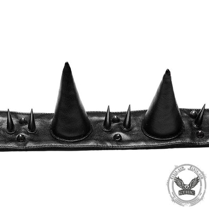 Punk Spikes Pu Leather Choker Necklace