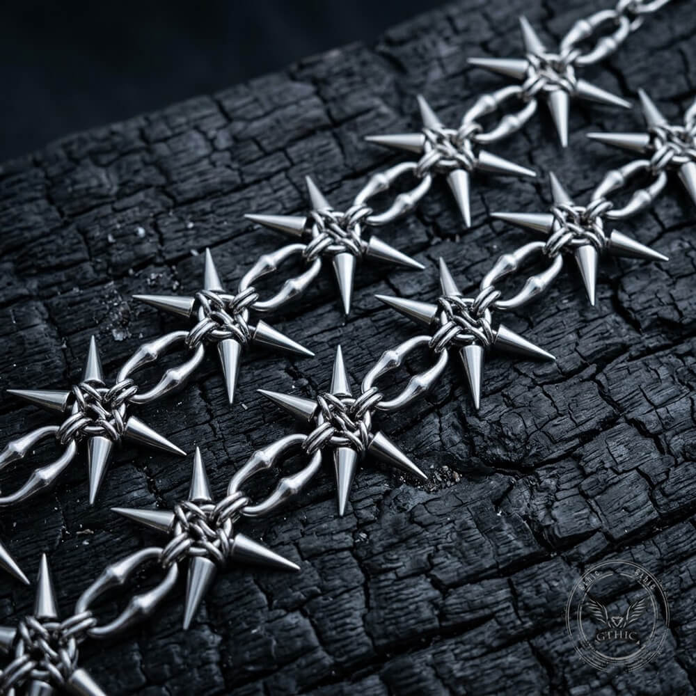 Punk Studded Stainless Steel Clavicle Necklace