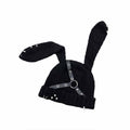 Punk Y2k Leather Buckle Rabbit Ear Rivet Design Hat