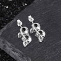 Retro Double Skull Stainless Steel Stud Earrings