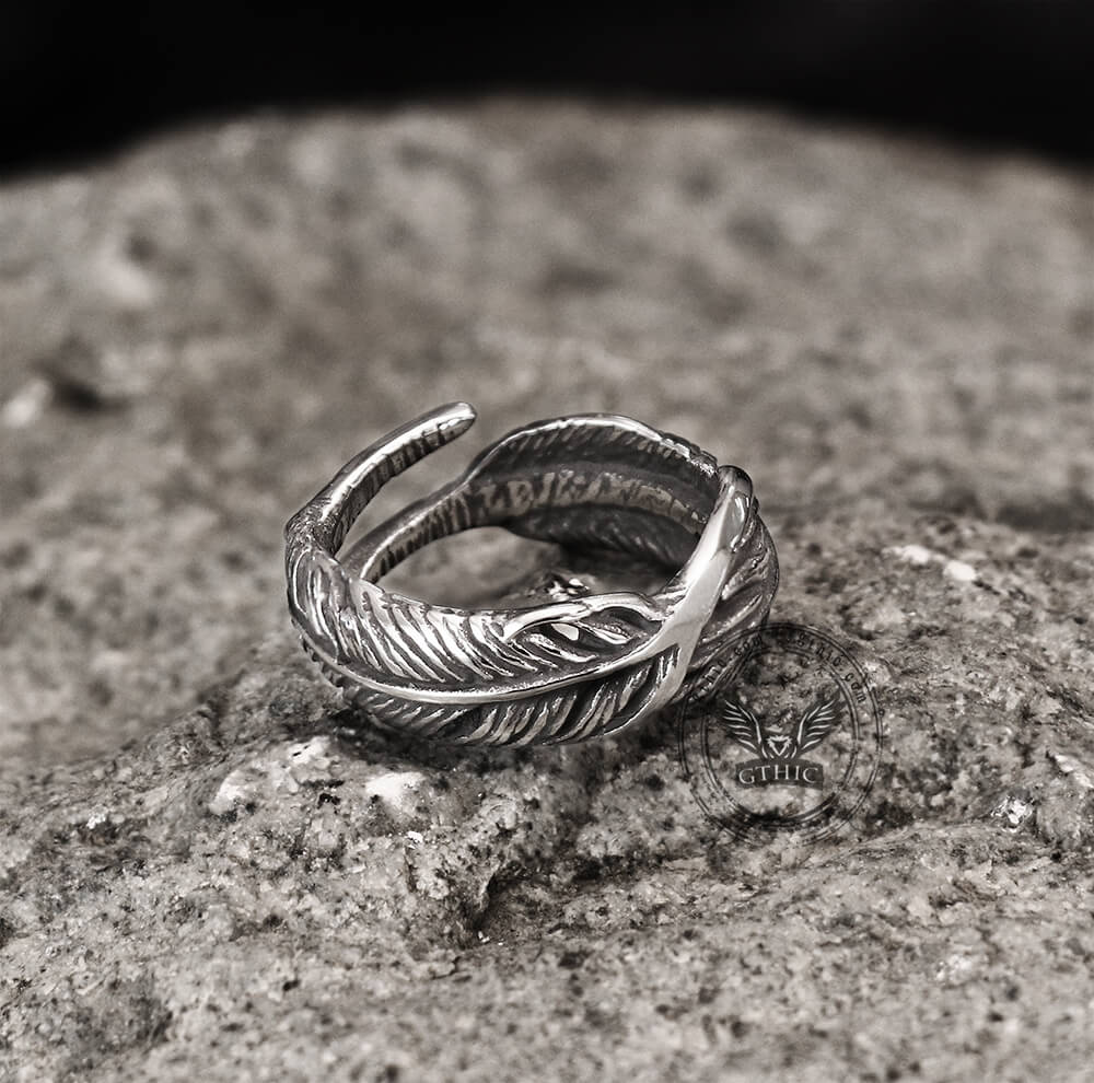 Retro Feather-shaped Stainless Steel Ring