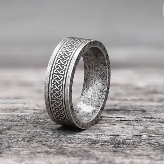 Retro Runes Celtic Knot Stainless Steel Ring