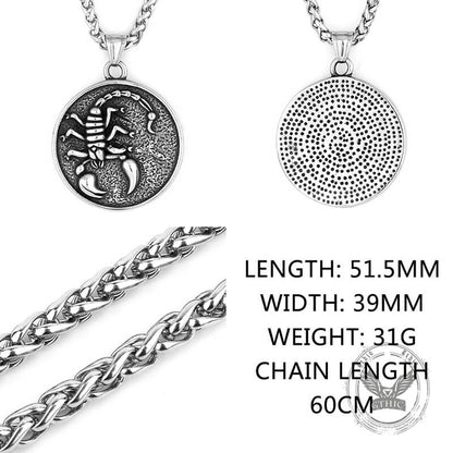 Retro Scorpion Stainless Steel Animal Round Pendant