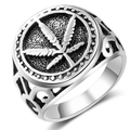 Rock Style Jewelry With Hemp Leaf / Cool Ring / Biker's Jewelry