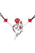 Rose Heart Necklace With Swarovski Crystals and Satin