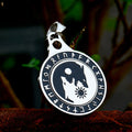 Rotatable Skoll and Hati Wolf Runes Stainless Steel Pendant