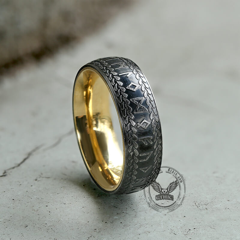 Runes Braided Pattern Stainless Steel Viking Ring